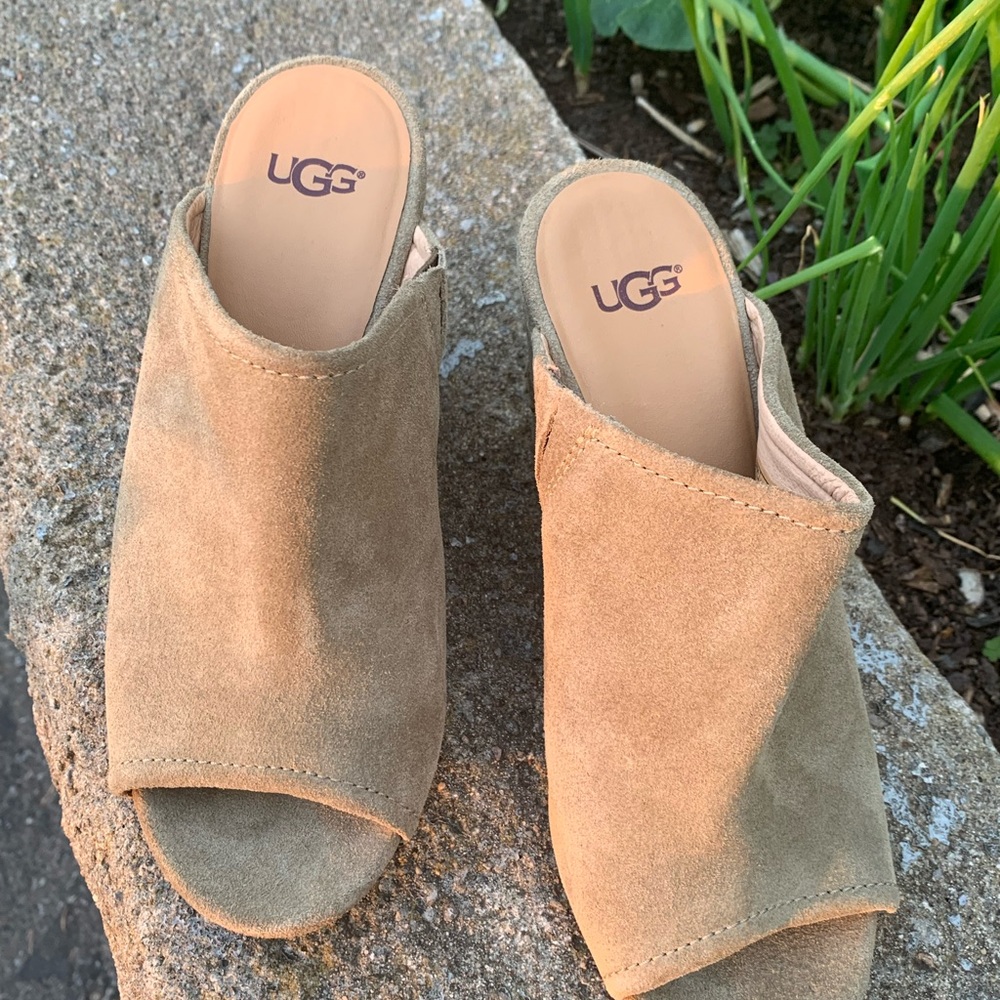 UGG brown velvet wedge sandal